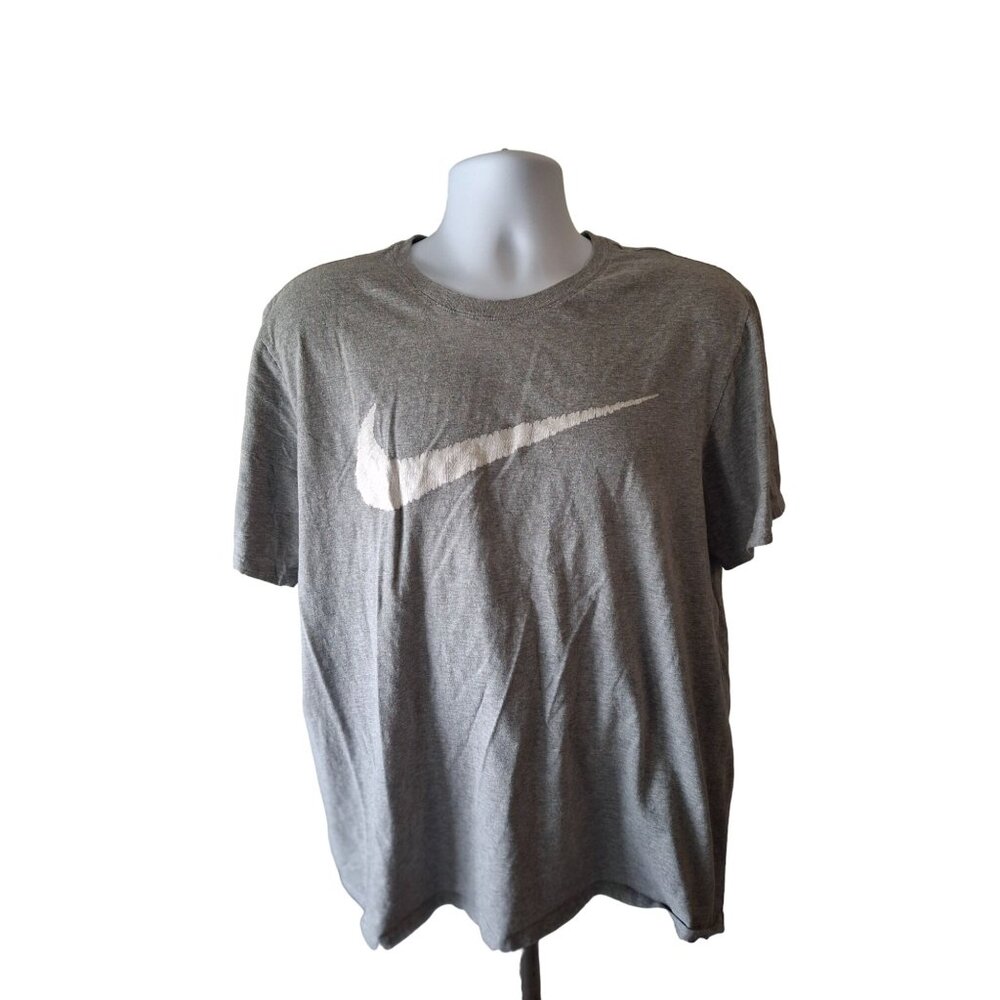 Nike Athletic T Shirt XL Swoosh Logo Gray Short Sleeve Sportswear Blokecore Stre